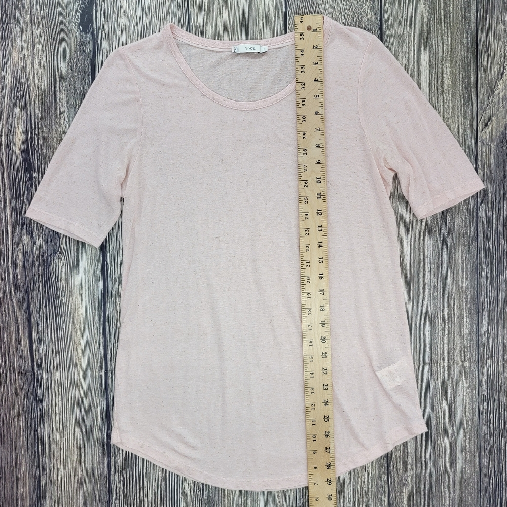 Vince Elbow Sleeve Flax Silk Blend Short Sleeve Tee Lilac - Picture 11 of 11